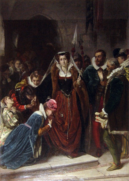 Maria Stuarda si avvia al patibolo - dipinto di Scipione Vnnutelli, 1861
