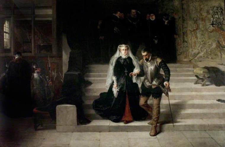 Mary, Queen of Scots, being led to her execution - dipinto di Laslett John Pott, 1871